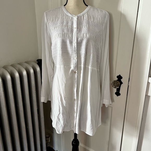 White lightweight button up tunic J Jill - Picture 1 of 5
